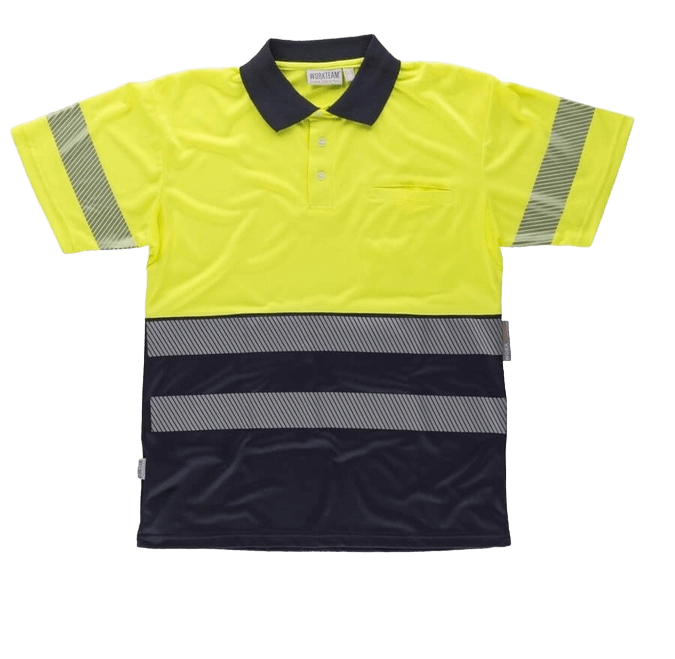 Polo alta visibilidad tiras discontinuas termoadhesivas